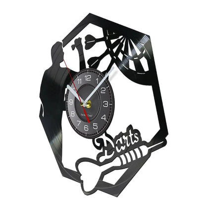 Darts Wall Art Man Cave Game Room Decoration Modern Wall Clock Dart Board Pub Bar Darts Game Night Club Vinyl Record Wall Clock - PST PS Tradings