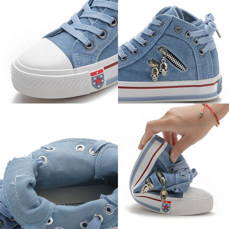 Spring Autumn Casual Sports Walking Skateboard Lace-up Fashion Femmes Women's classic Sneakers Denim Canvas Shoes Large Size 43 - PST PS Tradings