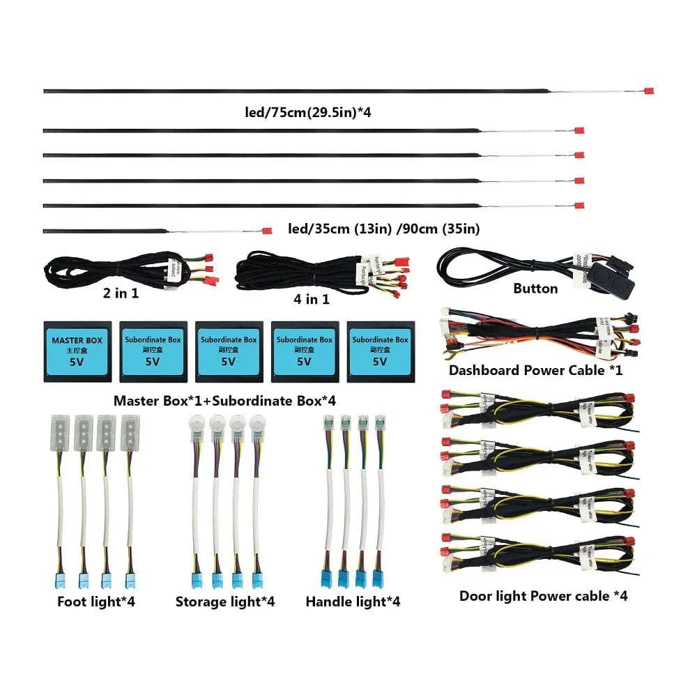 Universal Car Ambient Light Kit With Wireless APP Control 256 RGB Dream Color and 55 Preset Modes LED Neon Footlight Accessories - Property & Safety Tradings