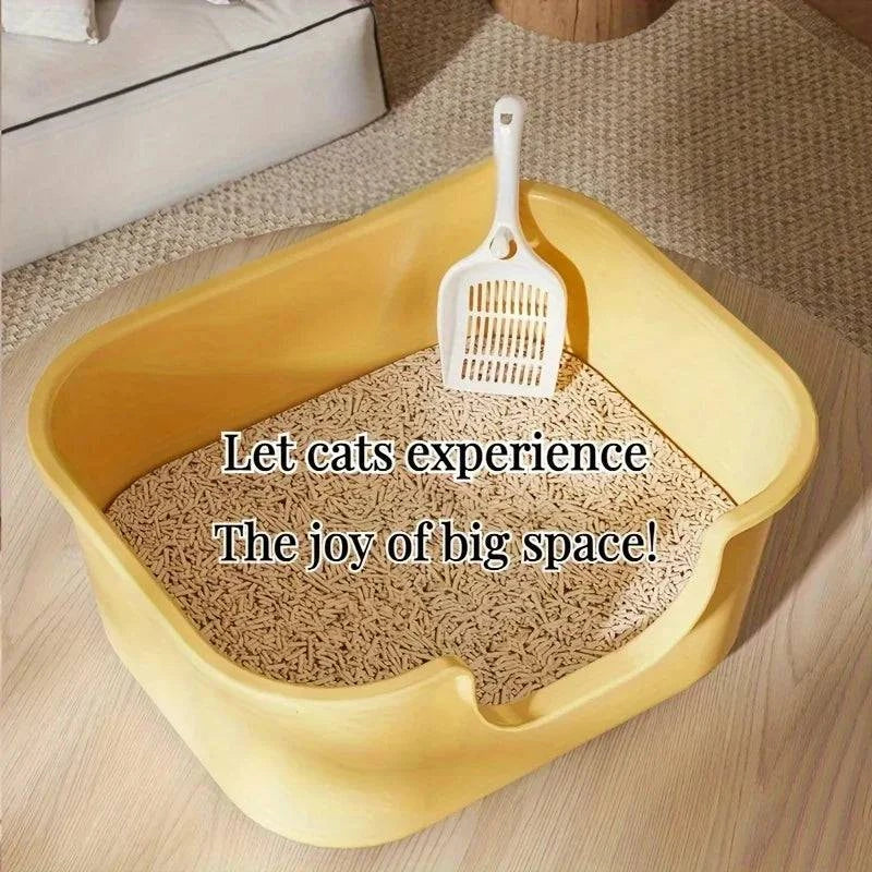 Cat Litter Box with Large Splash Proof Open Design and Free Shovel Suitable for Those Weighing Less Than 30 Pounds - PST PS Tradings