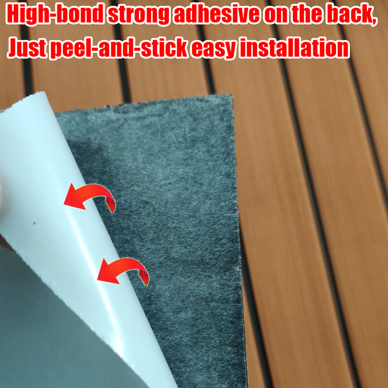 580x2400x5mm EVA Foam Faux Teak Boat Decking Mat Brown Deck Sheet Yacht Flooring Anti Skid Mat Self Adhesive Vehicle Pad