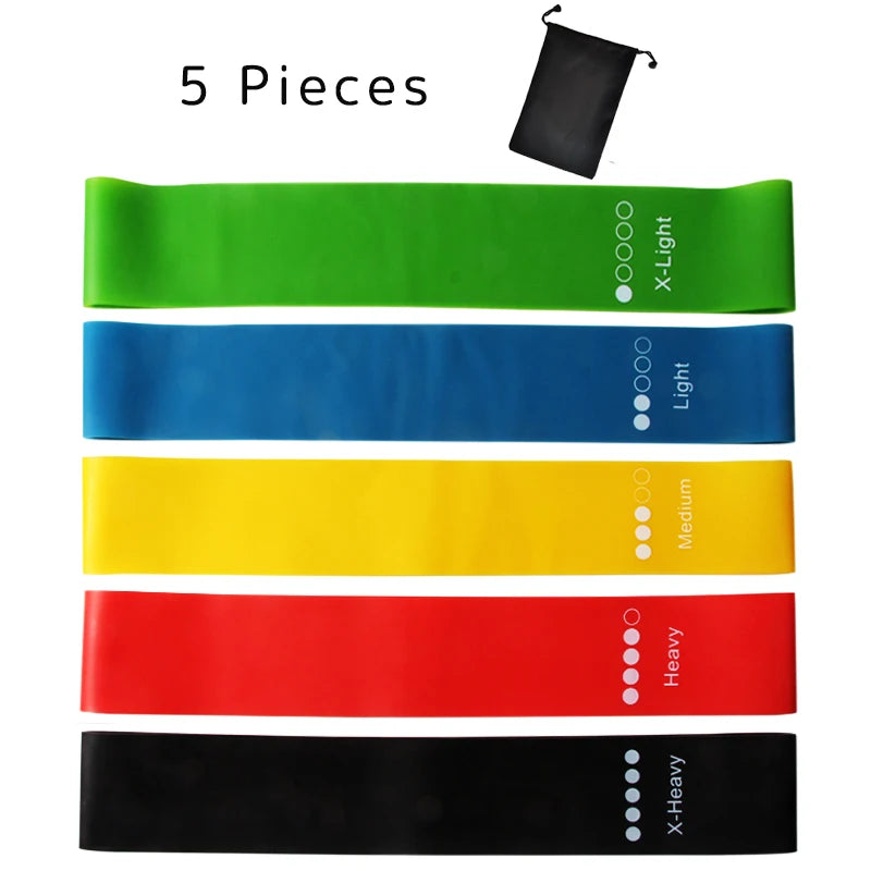 5Pcs/Set Yoga Resistance Rubber Bands Bodybuilding Elastic Bands Pilates Exercise Workout Bands Expander Belt Fitness Equipment - PST PS Tradings