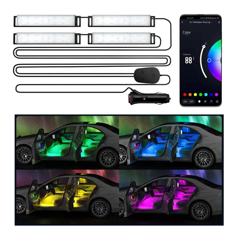 Car Ambient Light RGB Backlight Neon LED Lamp Foot Strip APP 3 Key Control Atmosphere Auto Decorative Led Interior Car Lights - PST PS Tradings