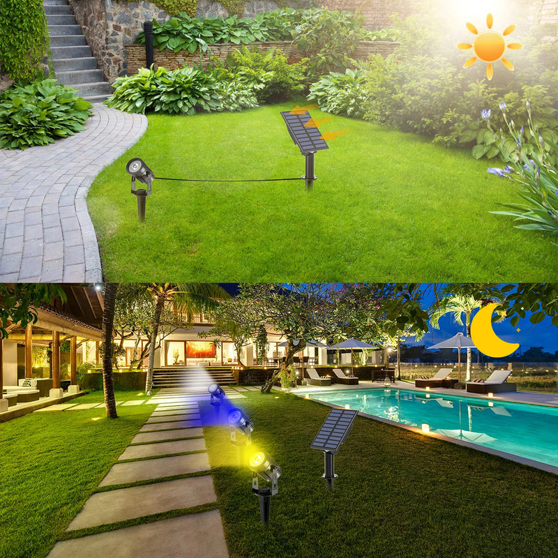 Solarbetriebener Strahler, IP65, Solar-LED-Licht, für den Außenbereich, Landschaft, Hof, Garten, Baum, separat Lampe, Aluminium, rostfrei, Solarlampe