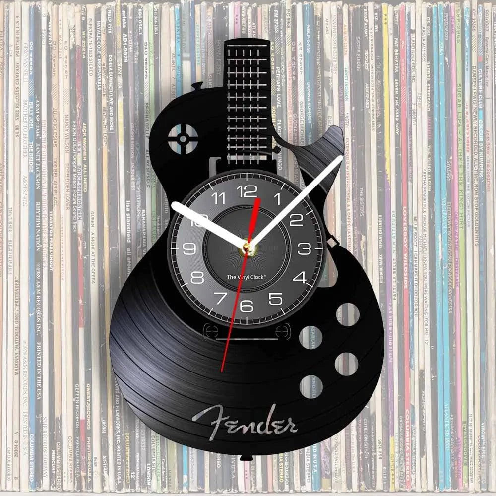 Acoustic Guitar Wall Art Wall Clock Musical Instrument Home Interior Wall Decor Vinyl Record Wall Clock Rock n Roll Musical Gift - Property & Safety Tradings