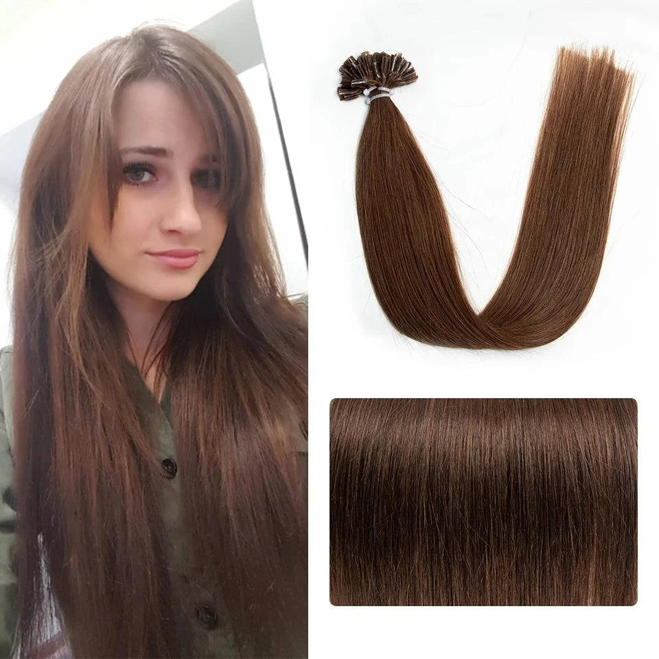 U Tip Fusion Hair Extensions Blonde Natural Real Human Hair Extensions 1.5cm Keratin Hair Capsules 50pcs 30g 40g 50g 12-24inch - PST PS Tradings