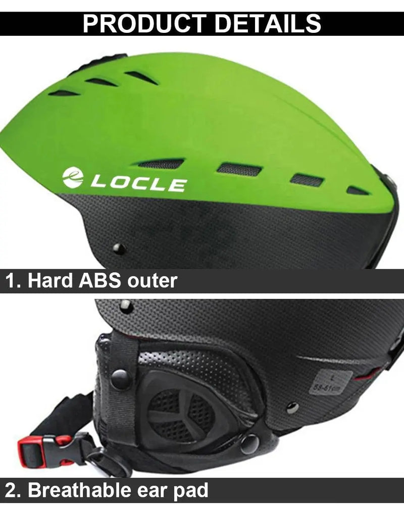 LOCLE Professional Skiing Helmet Men Women Children Ski Helmet Snow Skating Snowboard Snowmobile Skateboard Helmet Size 52-61cm - Property & Safety Tradings