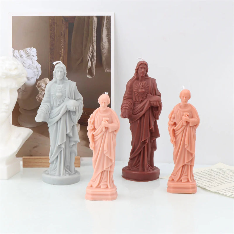 Religious Blessed Virgin Mary Candle Silicone Mold Madonna Goddess Female Deity Portrait Scented Plaster Jesus Resin Epoxy Mould - PST PS Tradings