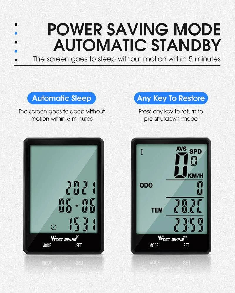 WEST BIKING 2.8 inch Bicycle Computer Large Screen Speedometer Wireless Wired Waterproof Sensor Cycling Odometer Bike Computer - Property & Safety Tradings