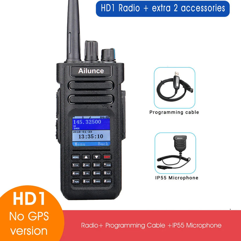 Ailunce HD1 DMR Digitales Walkie-Talkie, Amateurfunk, große Reichweite, Zwei-Wege-Radio, Walkie-Talkie, GPS, VHF, UHF, Dualband-Transceiver