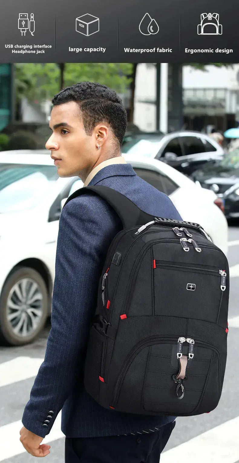 multifunction large capacity male bag fashion travel usb charging waterproof anti-theft 15.6 inch 17 inch laptop backpack men - Property & Safety Tradings