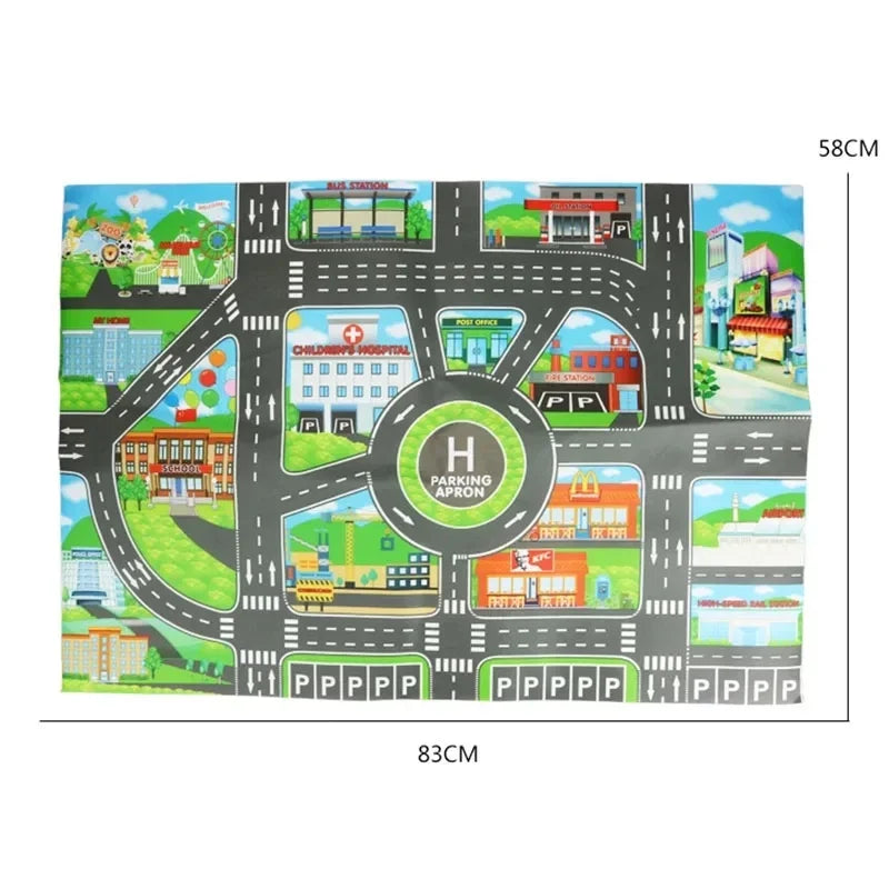 Road Mat Children Traffic Car Map Boy Girls Educational Toy Road Carpet Playmat For Baby Mats Cartoon City Rug Kids Toys Games - PST PS Tradings