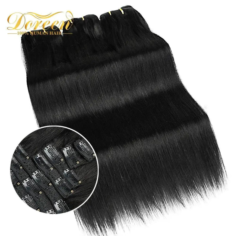 Doreen 160G 200G 240G Volume Series Brazilian Machine Remy Straight Clip In Human Hair Extensions  Full Head 10Pcs 16 to 24 Inch - Property & Safety Tradings