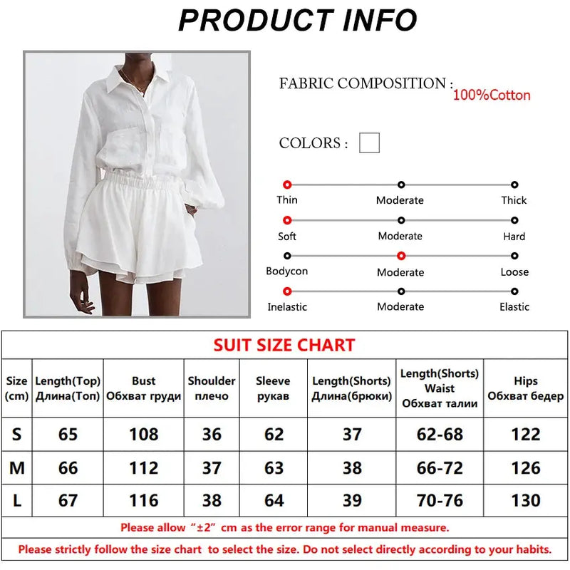 Bclout Summer Linen Ruffle Shorts Sets Women 2 Pieces 2024 Lantern Sleeve  White Tops Loose Elastic Waist Shorts Suits Vacation - Property & Safety Tradings