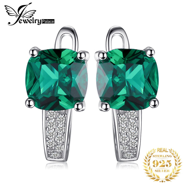 JewelryPalace Simulierte Grün Smaragd Erstellt Rubin Saphir 925 Sterling Silber Hoop Ohrringe für Frauen Edelsteine Huggie Ohrringe