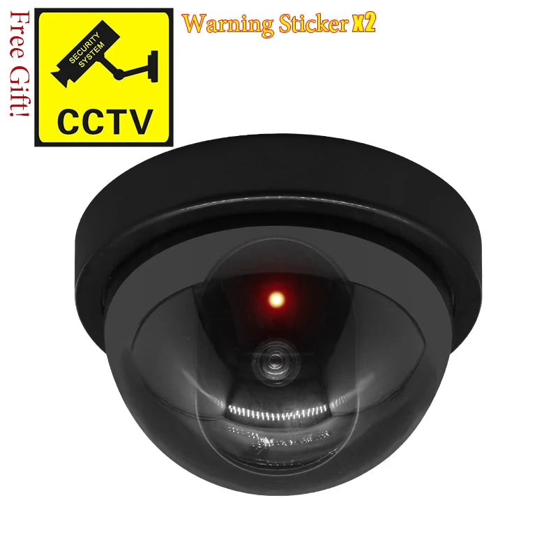 Creative Black Plastic Dome CCTV Dummy Camera Flashing Led Fake Camera Power Via AA Battery Surveillance Security System - PST PS Tradings