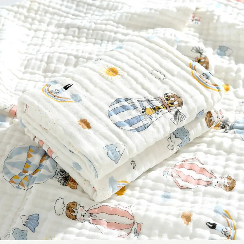 Environmental Breathable Newborn Baby Cotton Gauze Printed Muslin Swaddle Blanket 6 Layers Baby Bath Towel - PST PS Tradings