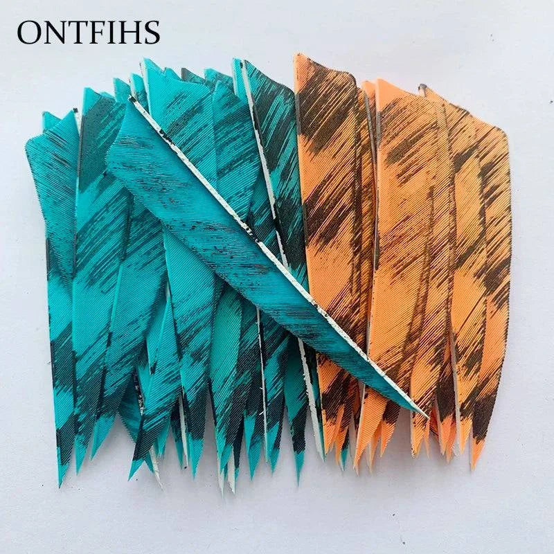 25 Pcs 4 Inch Hunting Arrow Feather Shield Cut Archery Real Turkey Cut Fetches Feathers for Arrows DIY - Property & Safety Tradings