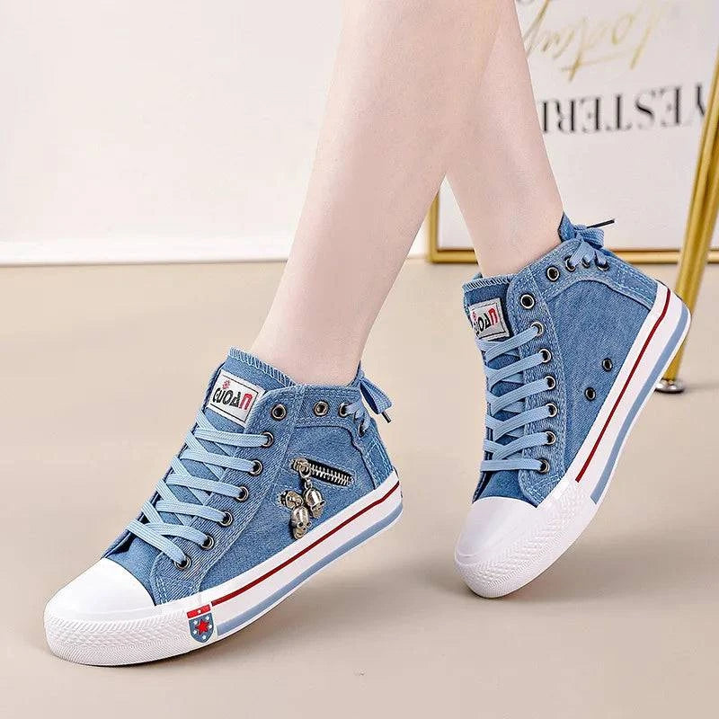 Spring Autumn Casual Sports Walking Skateboard Lace-up Fashion Femmes Women's classic Sneakers Denim Canvas Shoes Large Size 43 - PST PS Tradings