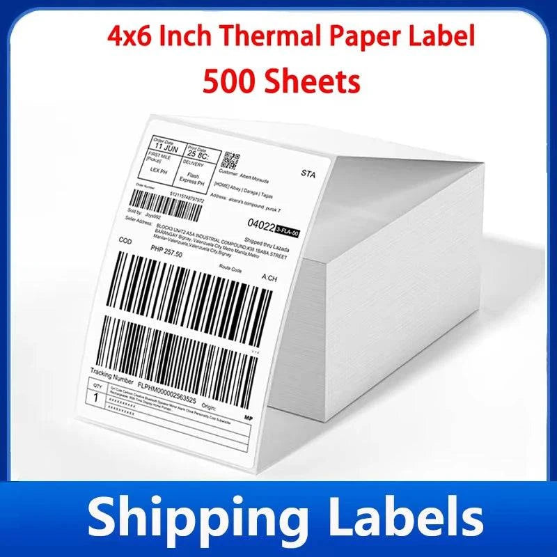 4x6 Inch 500sheets Thermal Shipping Self-adhesive Label Printer Shipping Labels Oil-Proof Labels All-Purpose Sticker Label Paper - Property & Safety Tradings