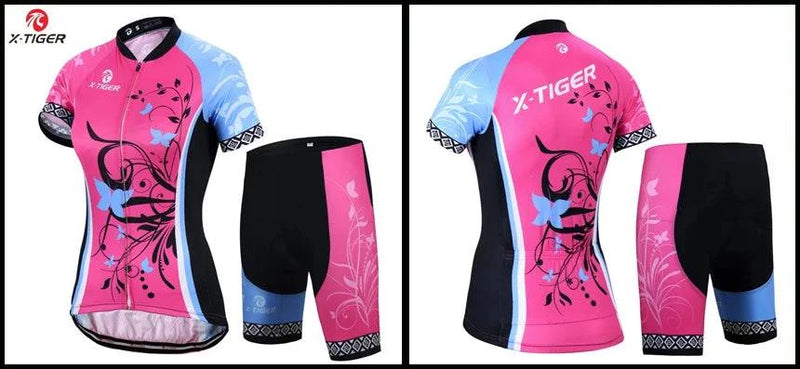 X-Tiger Women's Cycling Jersey Set Summer Anti-UV Cycling Bicycle Clothing Quick-Dry Mountain Female Bike Clothes Cycling Set - Property & Safety Tradings