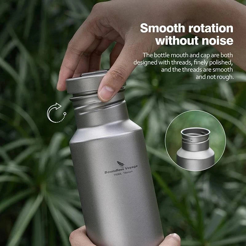 Boundless Voyage Titanium Water Bottle with Titanium Lid Outdoor Camping Cycling Hiking Tableware Drinkware 25.6oz/750ml - Property & Safety Tradings