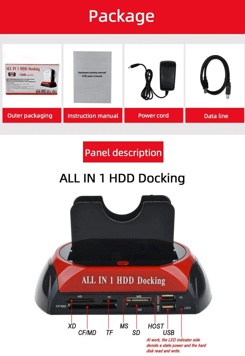 TISHRIC IDE SATA Dual All In 1 Hd/HDD Dock/Docking Station Hard Disk/Drive Hdd 2.5 3.5 Reader Usb EU External Box Enclosure Case - Property & Safety Tradings