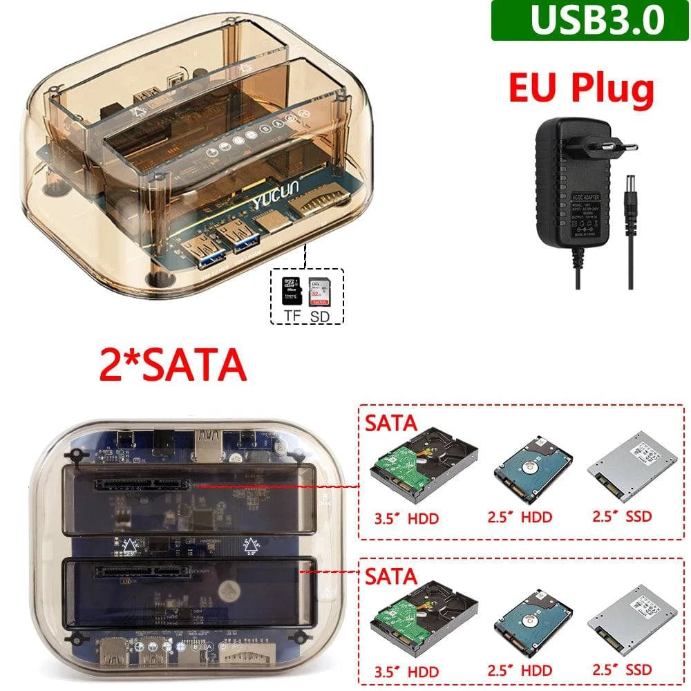 USB To 2.5 3.5 Inch SATA IDE ATA SSD HDD Docking Station Hard Drive Enclosure Dual Slots External Hd Case Hard Disk Box Externo - Property & Safety Tradings