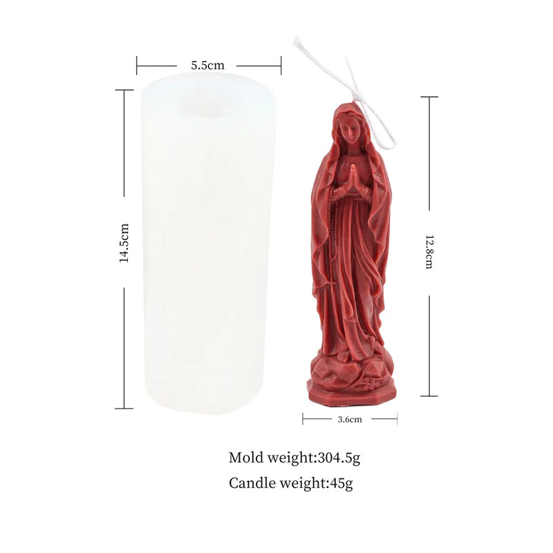 Religious Blessed Virgin Mary Candle Silicone Mold Madonna Goddess Female Deity Portrait Scented Plaster Jesus Resin Epoxy Mould - PST PS Tradings