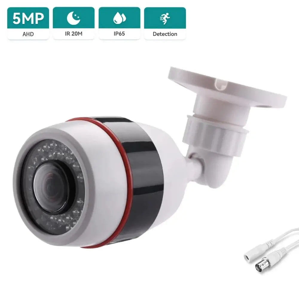 Hamrolte 5MP CCTV Camera 5MP 1.7MM Fisheye Lens 180Degree Panoramic AHD Camera Night Vision Waterproof Outdoor Bullet Camera - Property & Safety Tradings