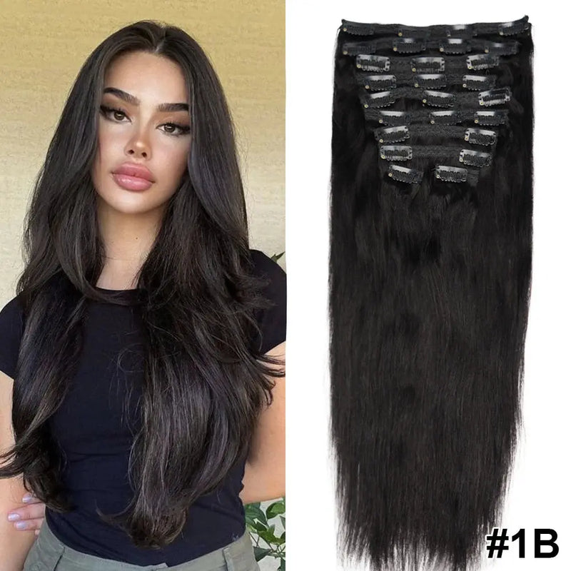 Doreen 160G 200G 240G Volume Series Brazilian Machine Remy Straight Clip In Human Hair Extensions  Full Head 10Pcs 16 to 24 Inch - Property & Safety Tradings