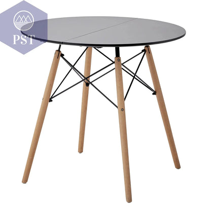 Scandinavian Round Dining Table - 80CM Space-Saver PST PS Tradings  PST PS Tradings Black-GERMANY PST PS Tradings Scandinavian Round Dining Table - 80CM Space-Saver