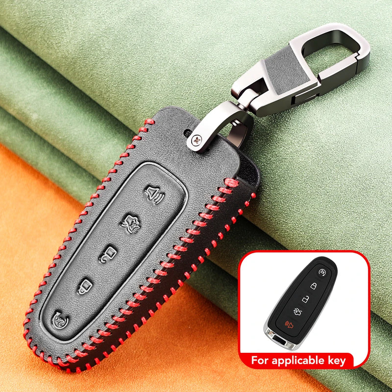 Car Styling Leather key chain ring cover case holder For Ford Focus 2 3 4 MK2 MK3 MK4 Kuga Edge Mondeo Fusion Ecosport Fiesta - PST PS Tradings