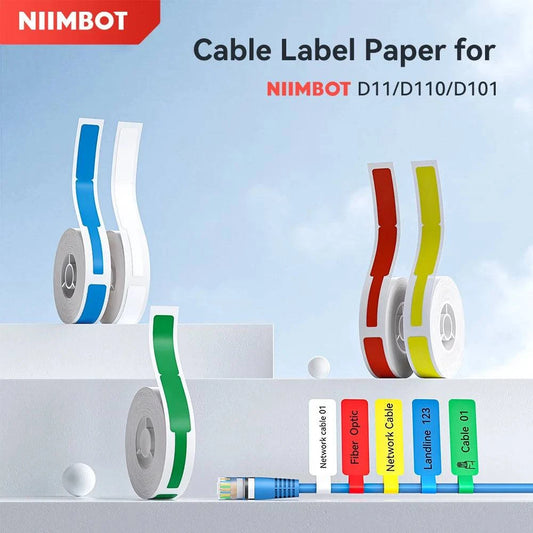 3 Rolls Color Cable Label for Niimbot D11 D110 D101 H1S Pinter Colorful Network Cord Labels Tags Self Adhesive Sticker Organizer - PST PS Tradings