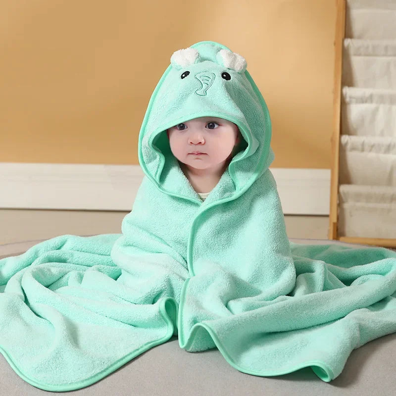 Cartoon Animal Baby Bath Towel Newborn Girl Boy Wrap Blanket Absorbent Baby Bathrobe Hooded Coral Fleece Bath Towels 0-12 Months - PST PS Tradings