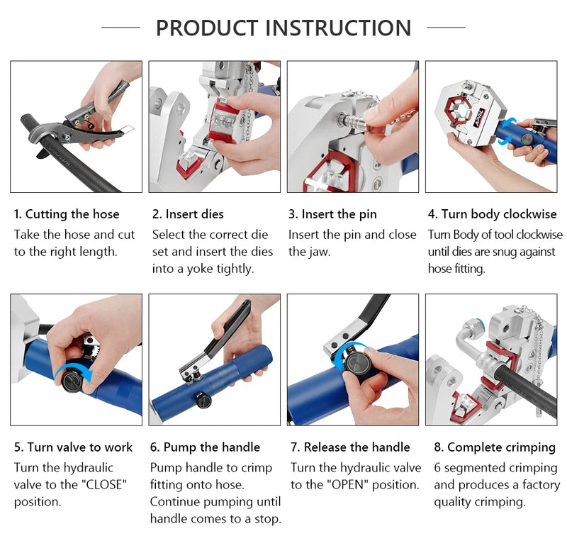 Hydraulic Hose Crimper Hydra-Krimp 71500 Manual A/C Hose Crimper Kit Air Conditioning Repaire Handheld Hydraulic Crimping Tool