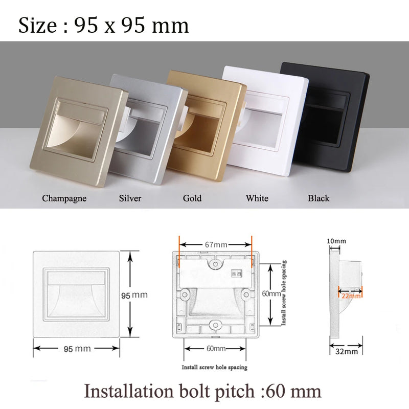 Einbau in LED-Treppen licht 85-265V Wand leuchte Beleuchtung Schritt Treppe Gang Lampen warm kühl weiß Keller Durchgang Fuß lichter