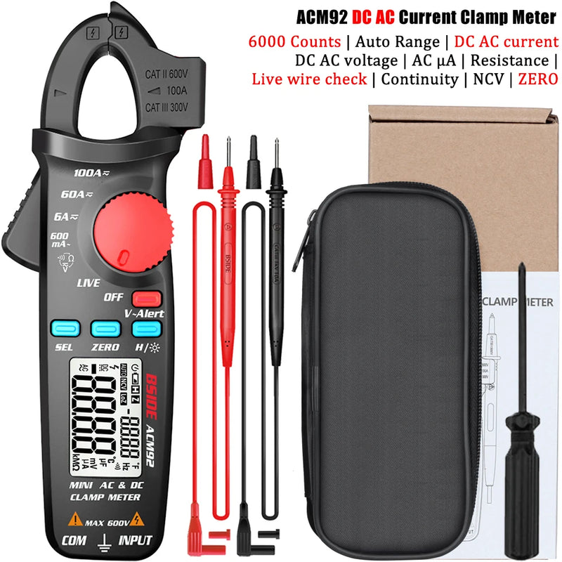 BSIDE Digital Clamp Meter 1mA High-Precision Ammeter Pliers True RMS DC AC Current Car Repair Electrical Temp Tester Multimeter