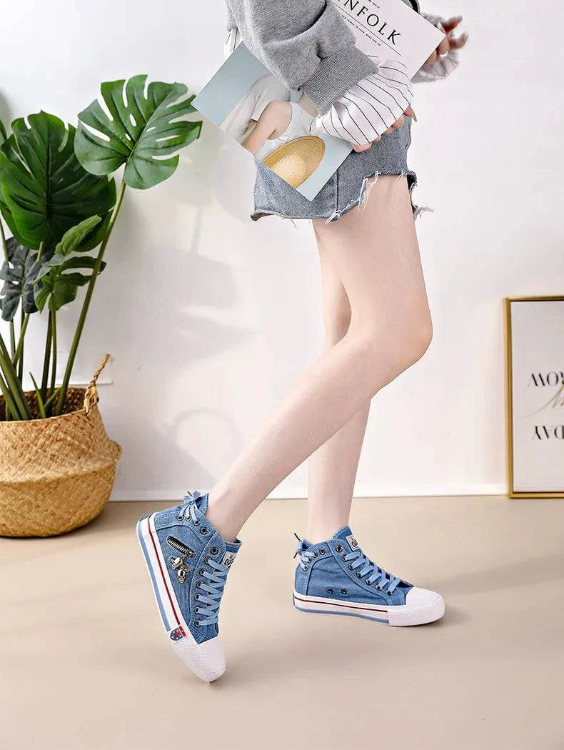 Spring Autumn Casual Sports Walking Skateboard Lace-up Fashion Femmes Women's classic Sneakers Denim Canvas Shoes Large Size 43 - PST PS Tradings