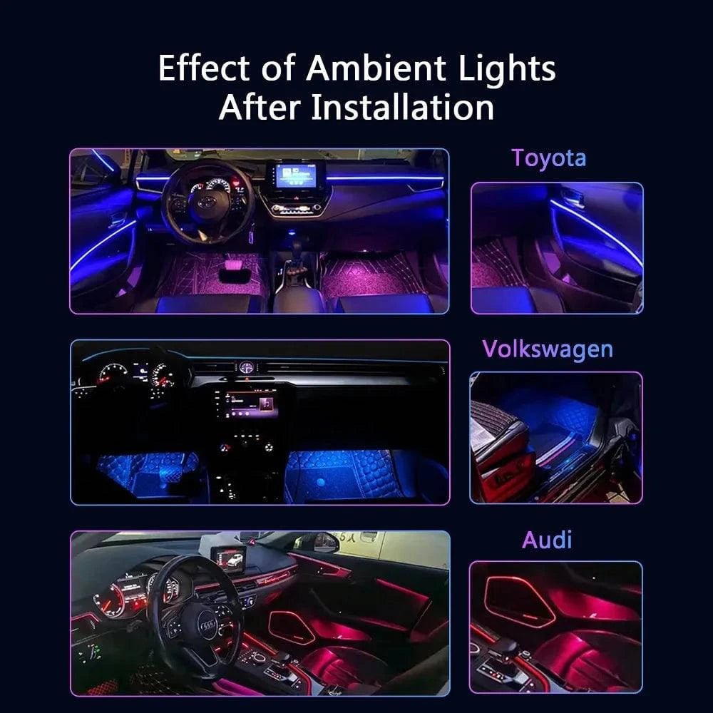 Universal Car Ambient Light Kit With Wireless APP Control 256 RGB Dream Color and 55 Preset Modes LED Neon Footlight Accessories - Property & Safety Tradings