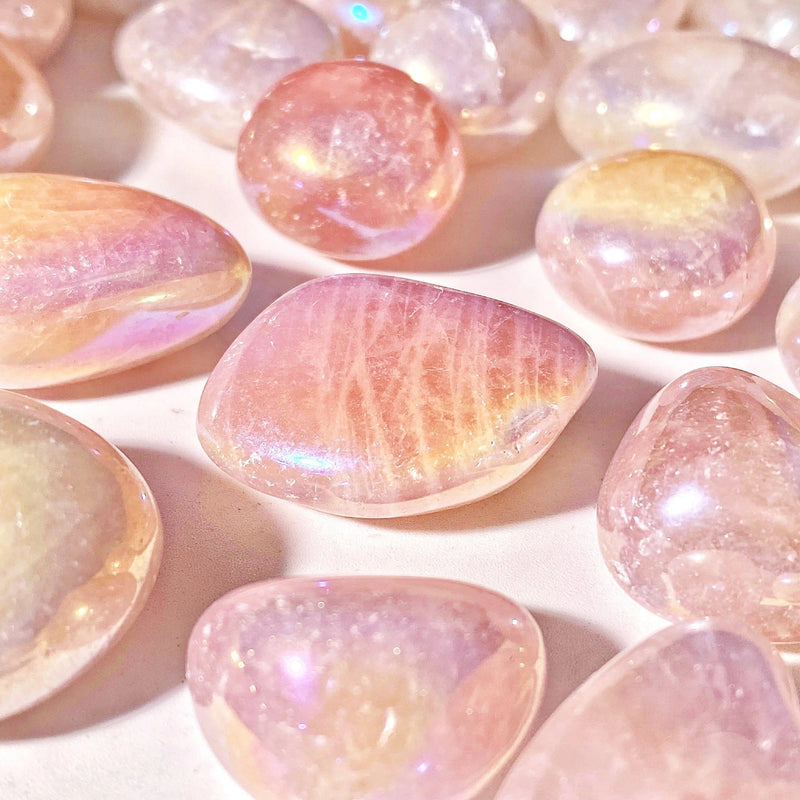 5PCS 10-50mm High Quality Aura Rose Quartz Natural Tumbled Crystal Stones Natural Crystals Chip Quartz Minerals,Gemstones - Property & Safety Tradings