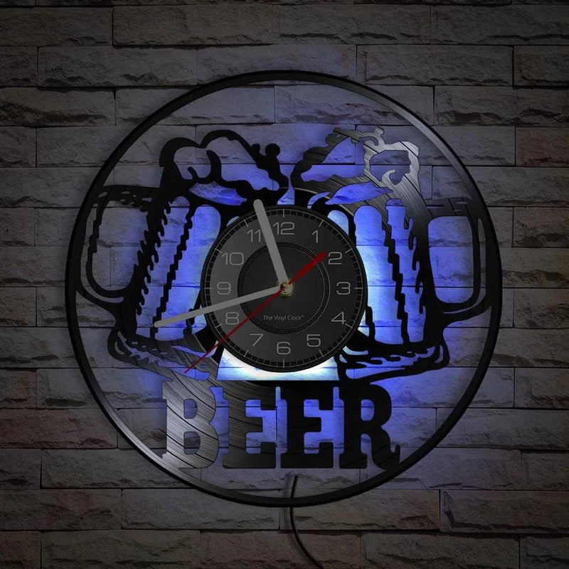 Beer Bar Wall Decor Modern Clock Drinking Hour Pub Vinyl Record Wall Clock Wall Watch Beer Club Decor - Property & Safety Tradings