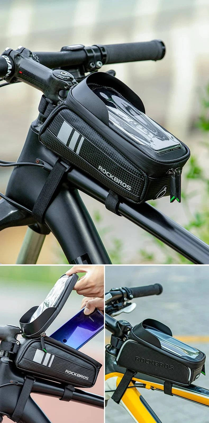 ROCKBROS Bike Bag Front Phone Bicycle Bag For Bicycle Tube Waterproof Touch Screen Saddle Package For 6.5Inch Bike Accessories - Property & Safety Tradings