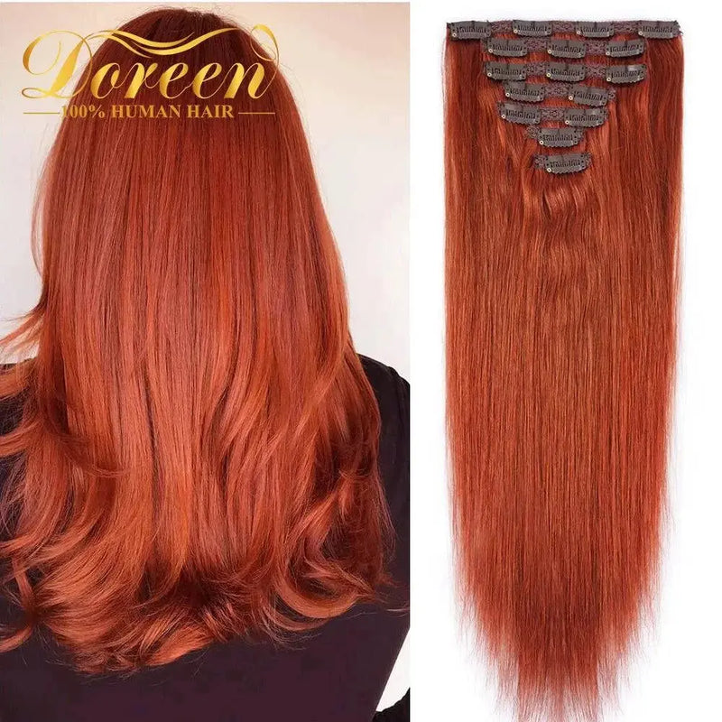 Doreen 160G 200G 240G Volume Series Brazilian Machine Remy Straight Clip In Human Hair Extensions  Full Head 10Pcs 16 to 24 Inch - Property & Safety Tradings