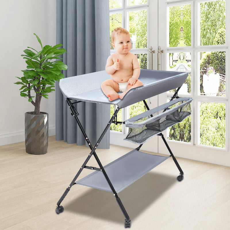 Portable Baby Changing Table Folding Nursery Changing Station Black/Khaki/Gray Load Capacity 15kg - PST PS Tradings