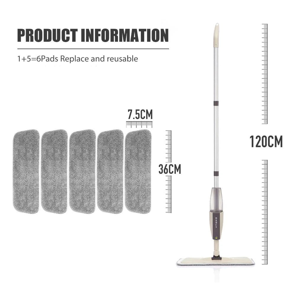 Spray Floor Mop with Reusable Microfiber Pads 360 Degree Handle Mop for Home Kitchen Laminate Wood Ceramic Tiles Floor Cleaning - PST PS Tradings