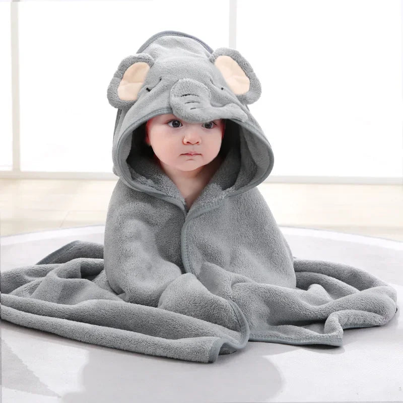 Cartoon Animal Baby Bath Towel Newborn Girl Boy Wrap Blanket Absorbent Baby Bathrobe Hooded Coral Fleece Bath Towels 0-12 Months - PST PS Tradings