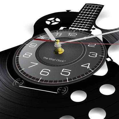 Acoustic Guitar Wall Art Wall Clock Musical Instrument Home Interior Wall Decor Vinyl Record Wall Clock Rock n Roll Musical Gift - PST PS Tradings