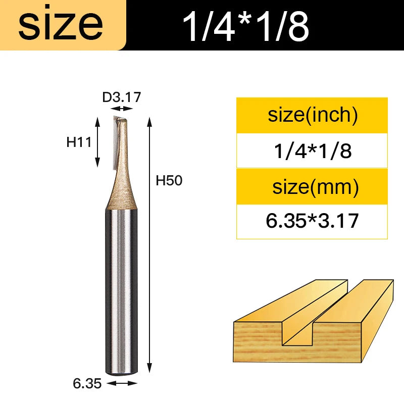 Tideway Straight Router Bits 1/2 1/4 Shank Double Flute Plunge Milling Cutter Carbide Tipped Woodworking Trimming Slotting Tool