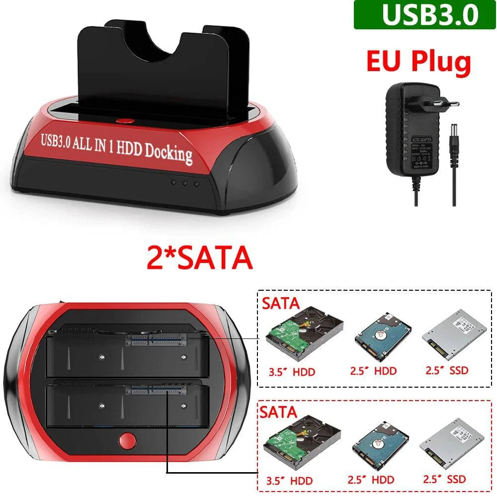 USB To 2.5 3.5 Inch SATA IDE ATA SSD HDD Docking Station Hard Drive Enclosure Dual Slots External Hd Case Hard Disk Box Externo - Property & Safety Tradings